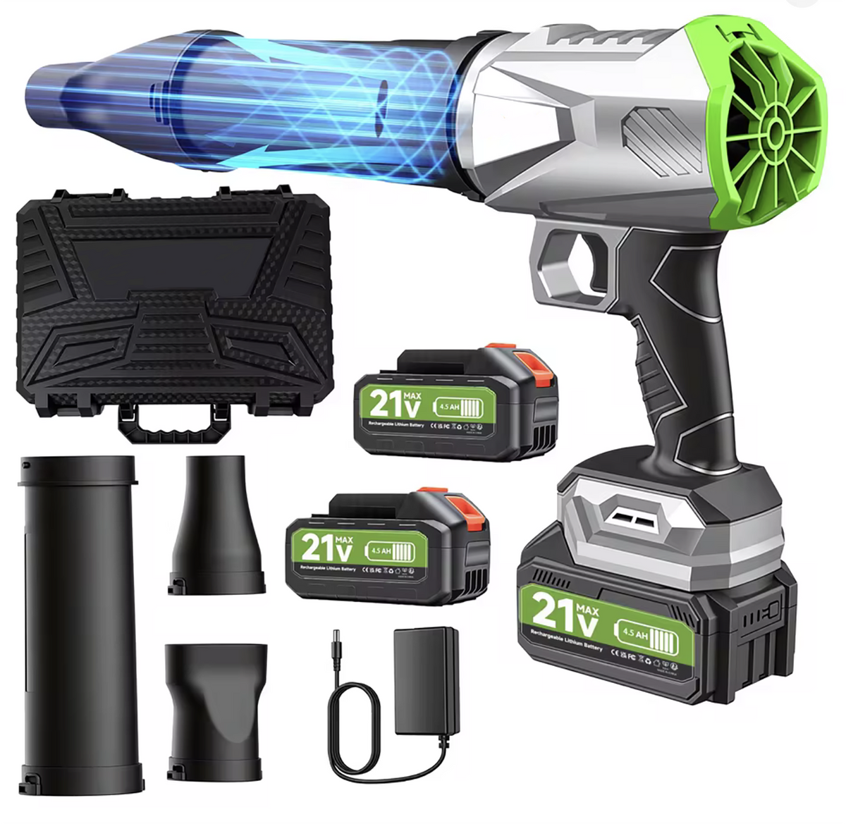 Industrial High-Power Jet Blower, Lithium-battery Powered with Attachments